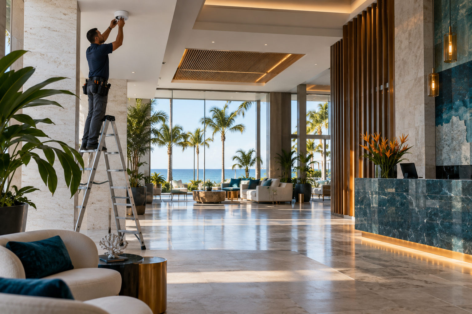 Instalación tecnológica en hotel del Caribe